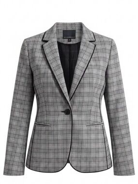 Banana Republic Black & Gray Glen Plaid Blazer